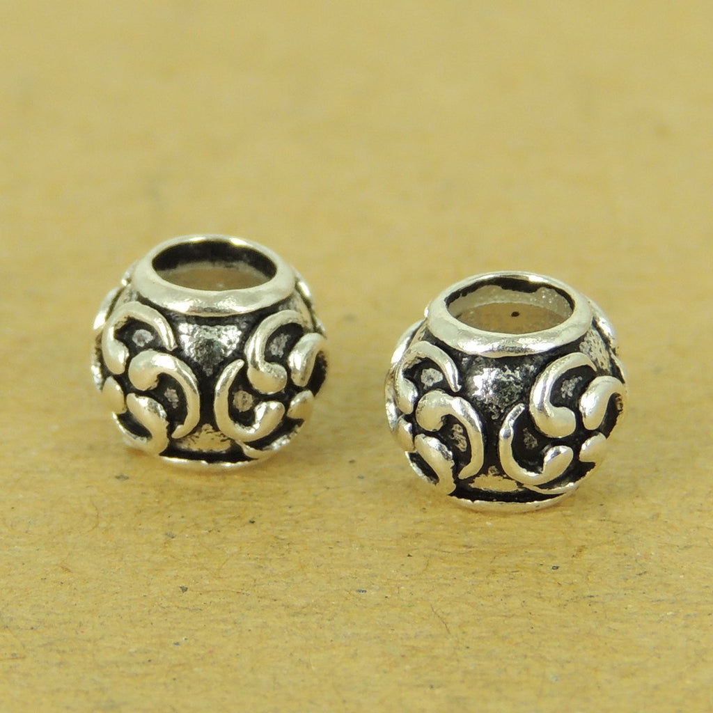 2 Pcs Sterling Silver Barrel Beads Vintage DIY Jewelry Making WSP514X2 Wholesale: See Discount Coupons in Item Details