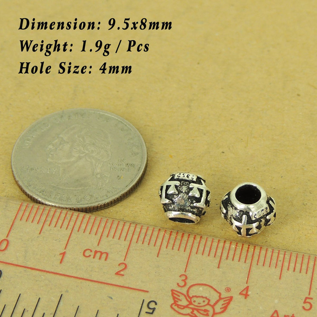 2 Pcs Sterling Silver Barrel Beads Vintage DIY Jewelry Making WSP515X2 Wholesale: See Discount Coupons in Item Details