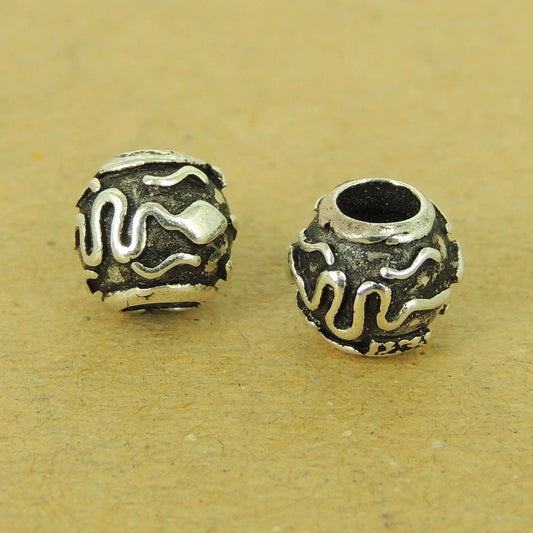 2 Pcs Sterling Silver Barrel Beads Vintage DIY Jewelry Making WSP517X2 Wholesale: See Discount Coupons in Item Details