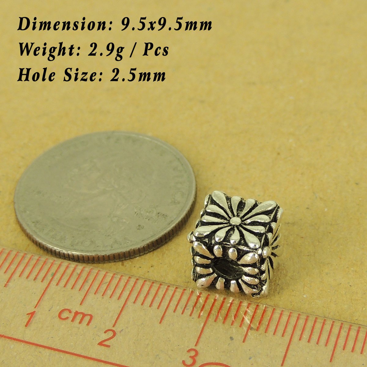 1 Pcs Sterling Silver Cube Bead Vintage DIY Jewelry Making WSP502X1 Wholesale: See Discount Coupons in Item Details