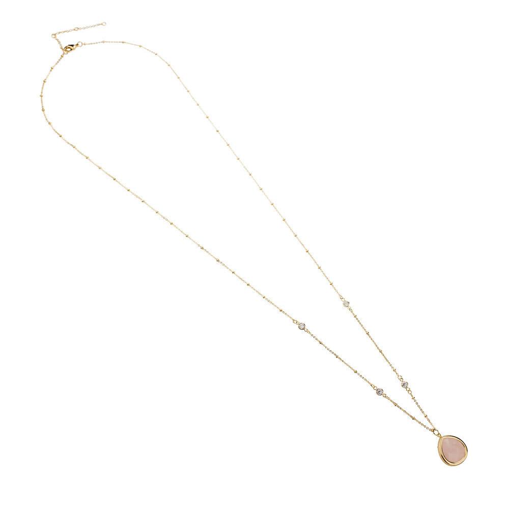 14k Gold Dipped Blush Pink Charm Pendant Necklace, Minimalist Jewelry, Minimalist Necklace, Boho Necklace, Long Necklace, Rose Gold Jewelry