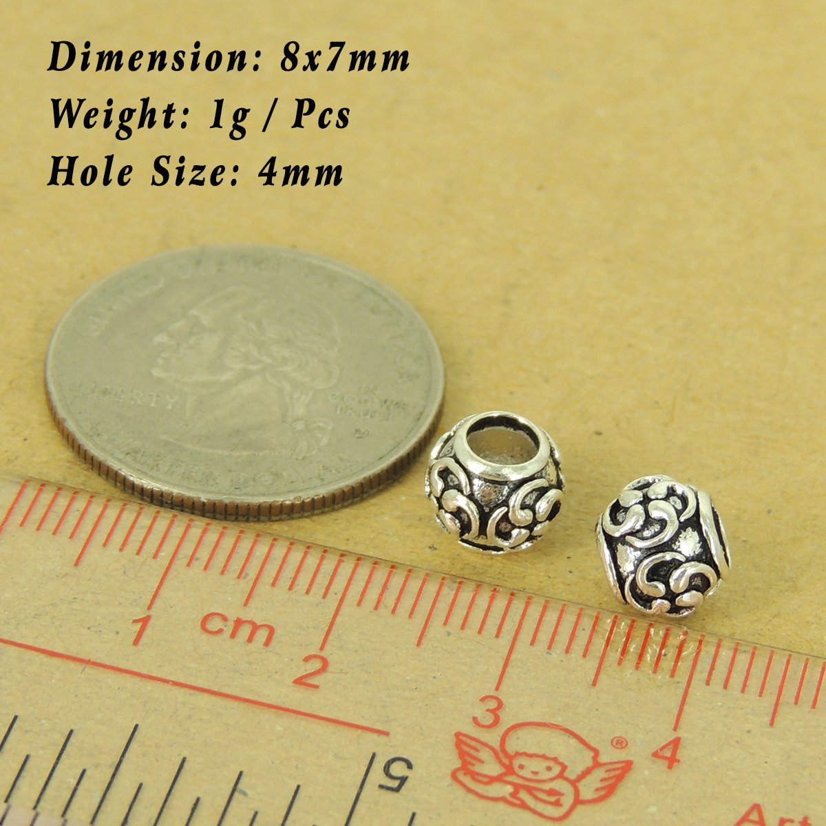 2 Pcs Sterling Silver Barrel Beads Vintage DIY Jewelry Making WSP514X2 Wholesale: See Discount Coupons in Item Details