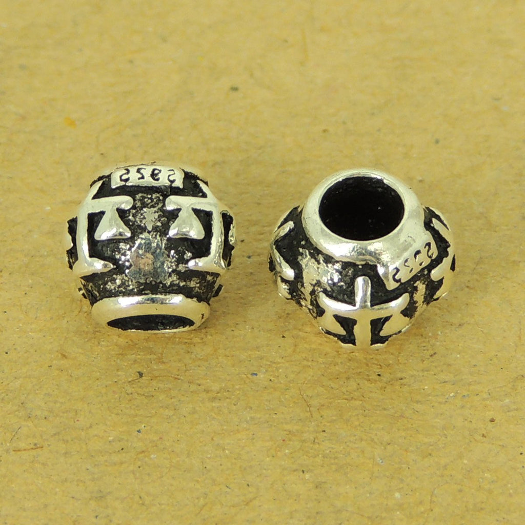 2 Pcs Sterling Silver Barrel Beads Vintage DIY Jewelry Making WSP515X2 Wholesale: See Discount Coupons in Item Details
