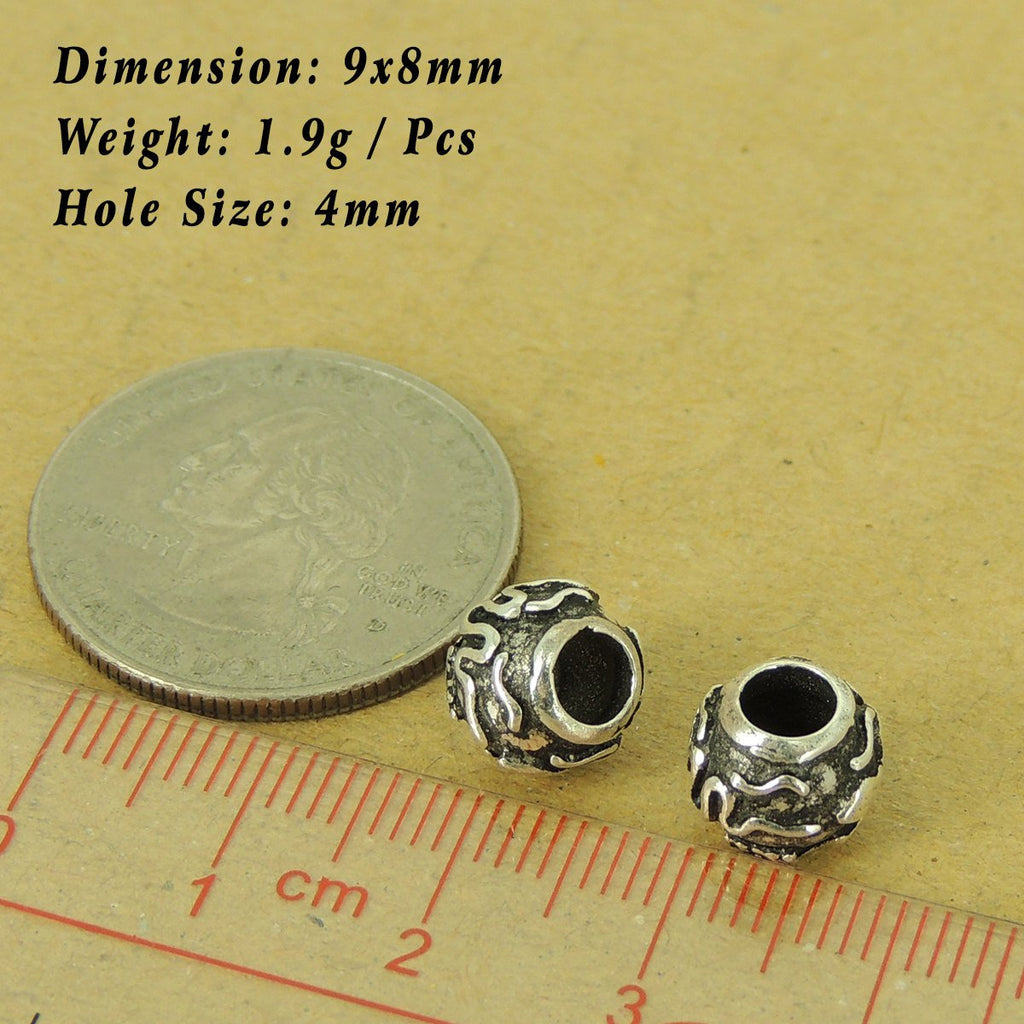 2 Pcs Sterling Silver Barrel Beads Vintage DIY Jewelry Making WSP517X2 Wholesale: See Discount Coupons in Item Details