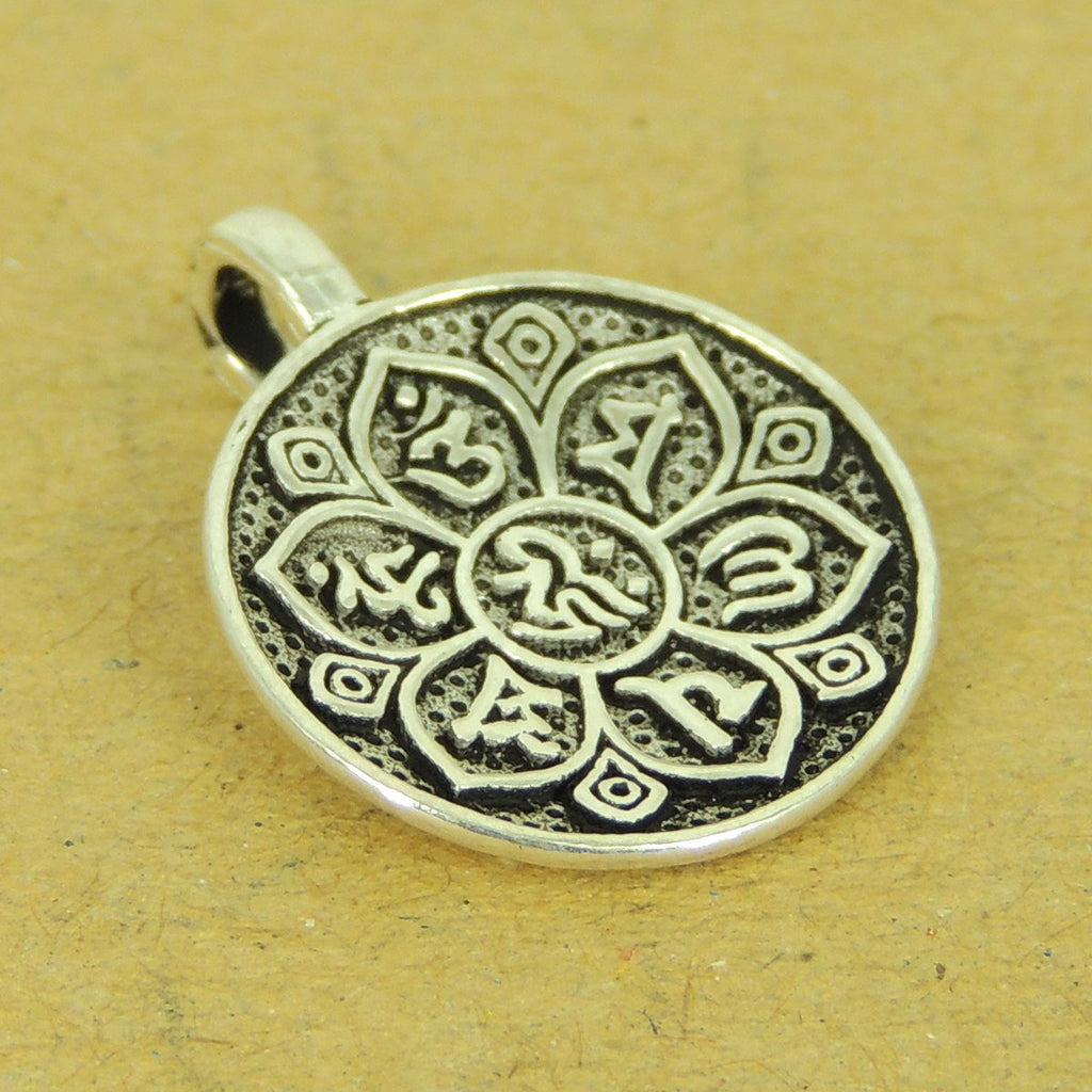 1 PCS 925 Stamp Sterling Silver OM Pendant w/ Lotus DIY Jewelry Making WSP520 Wholesale: See Discount Coupons in Item Details