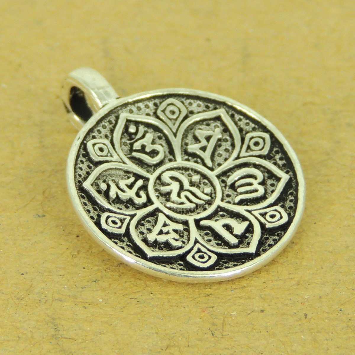 1 PCS 925 Stamp Sterling Silver OM Pendant w/ Lotus DIY Jewelry Making WSP520 Wholesale: See Discount Coupons in Item Details