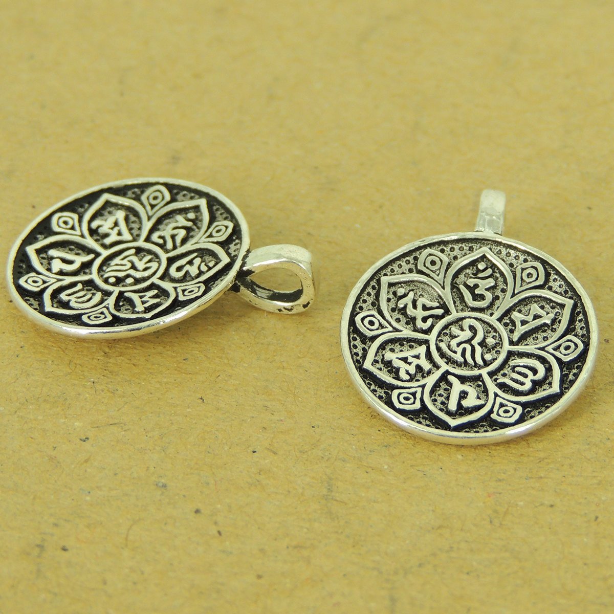 1 PCS 925 Stamp Sterling Silver OM Pendant w/ Lotus DIY Jewelry Making WSP520 Wholesale: See Discount Coupons in Item Details