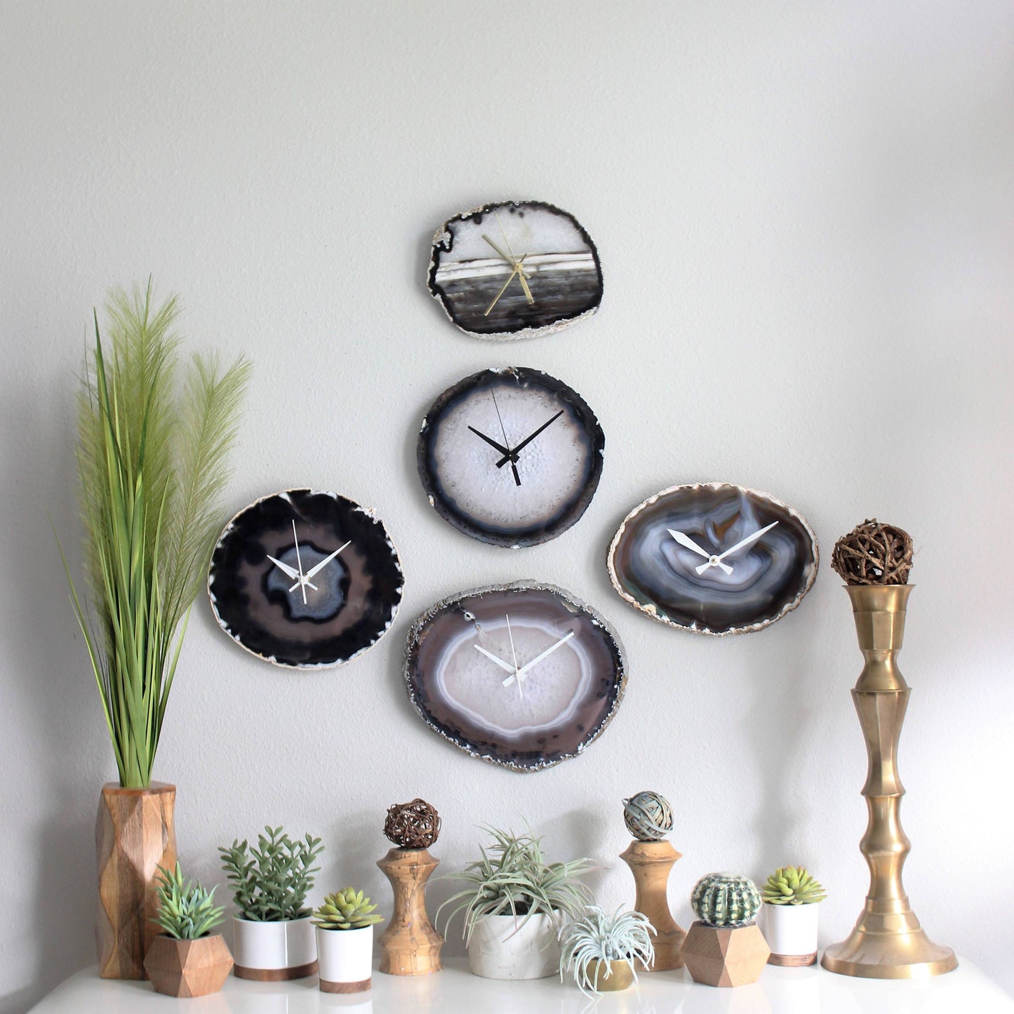 11" Natural Agate Slab Wall Clock