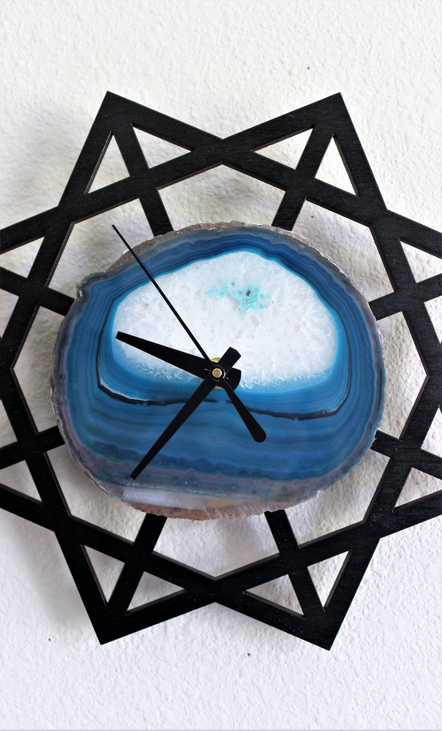 10" Geometric Teal Agate Wall Clock