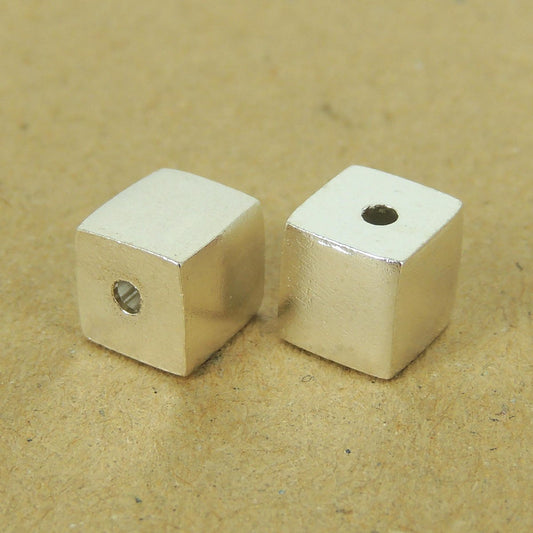 2 Pcs 925 Sterling Silver Cube Beads Seamless DIY WSP537X2 Wholesale: See Discount Coupons in Item Details