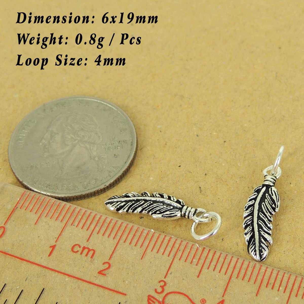 2 Pcs 925 Stamp Sterling Silver Small Feather Pendants DIY Jewelry Making WSP539X2 Wholesale: See Discount Coupons in Item Details