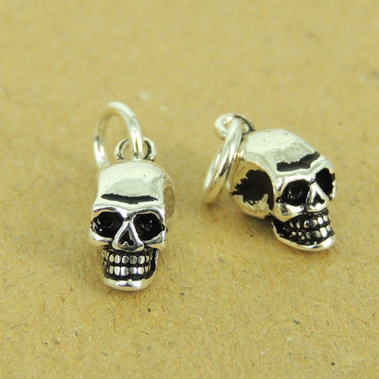 2 Pcs 925 Sterling Silver Small Skull Pendants DIY Jewelry Making WSP544X2 Wholesale: See Discount Coupons in Item Details