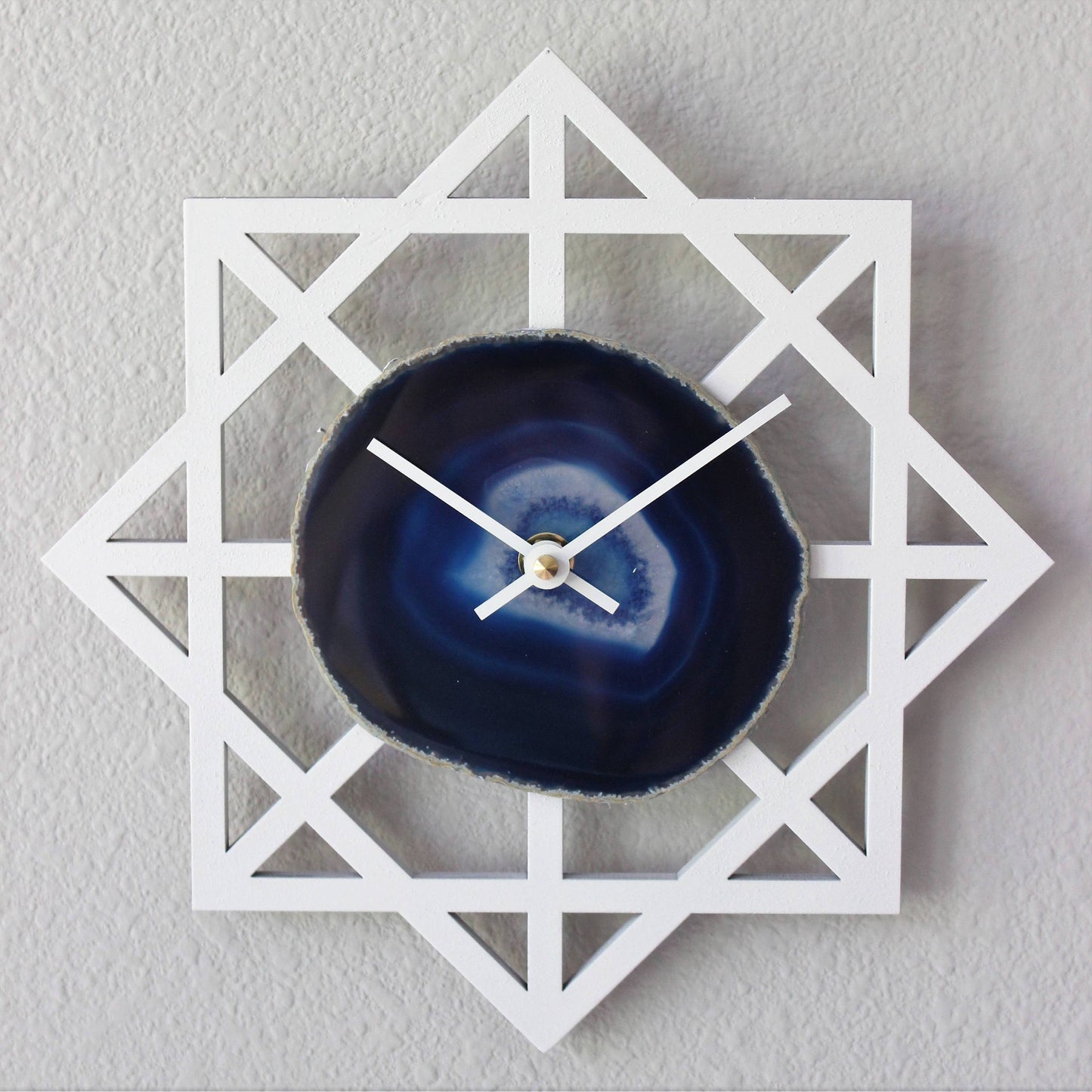 10" Blue Agate Geometric Wall Clock (Silent)