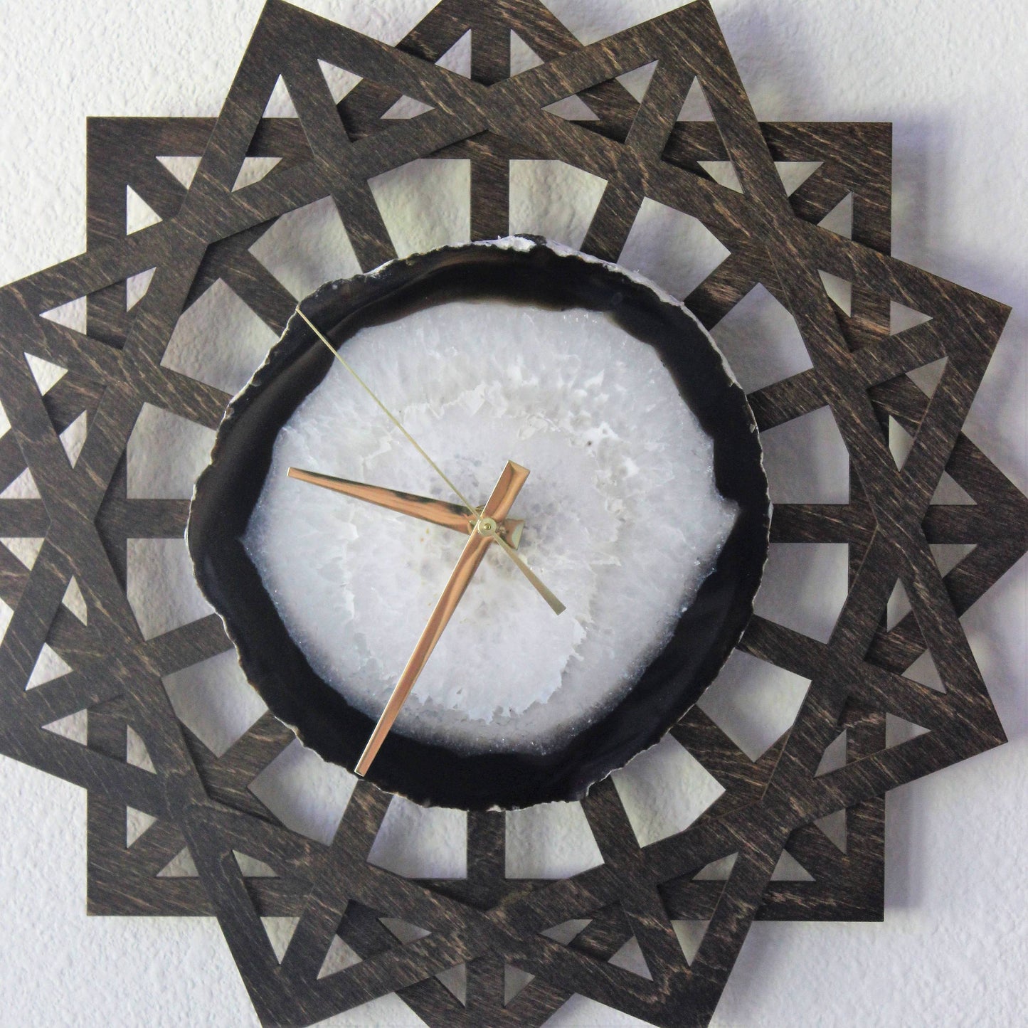 14" Natural Agate Sunburst Wall Clock