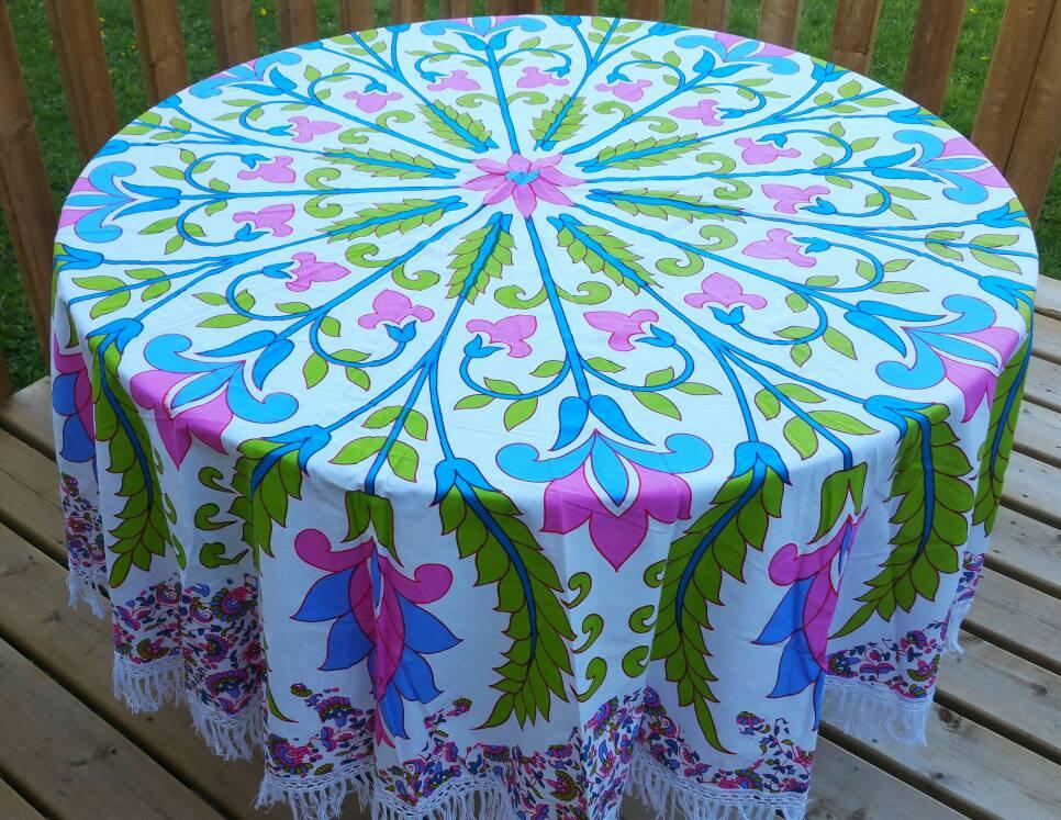 1970 Vintage Style Dining Table cover Couch Throw Wall Tapestry Beach Throw Boho Throw Hippie Throw Wall art window scarf Boho Beach Towel