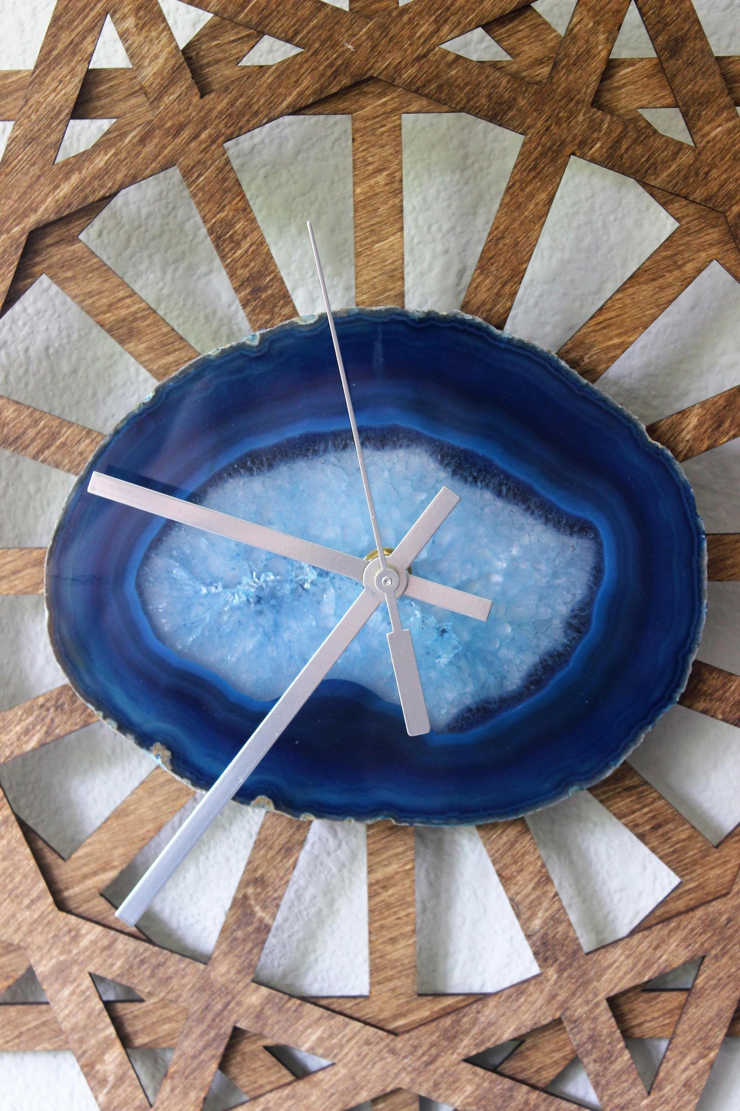 14" Sunburst Blue Agate Wall Clock