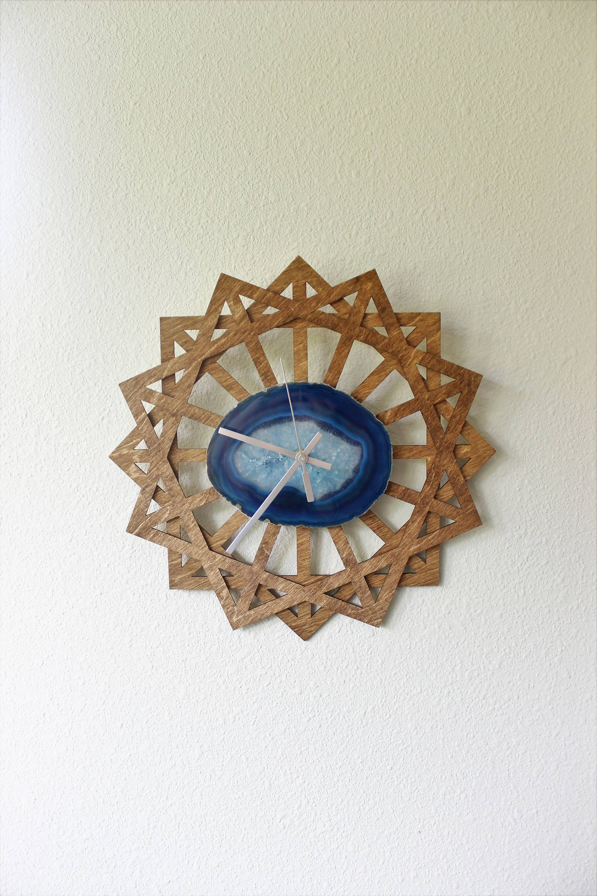 14" Sunburst Blue Agate Wall Clock