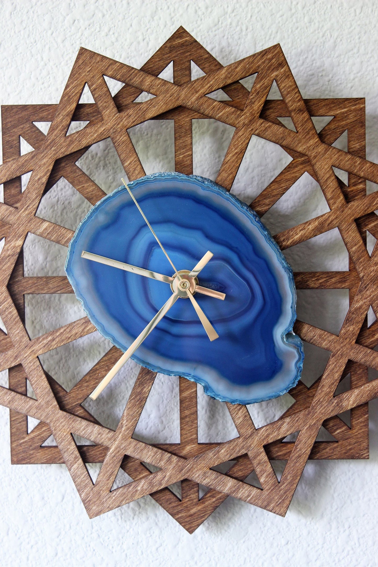 10" Blue Agate Sunburst Wall Clock