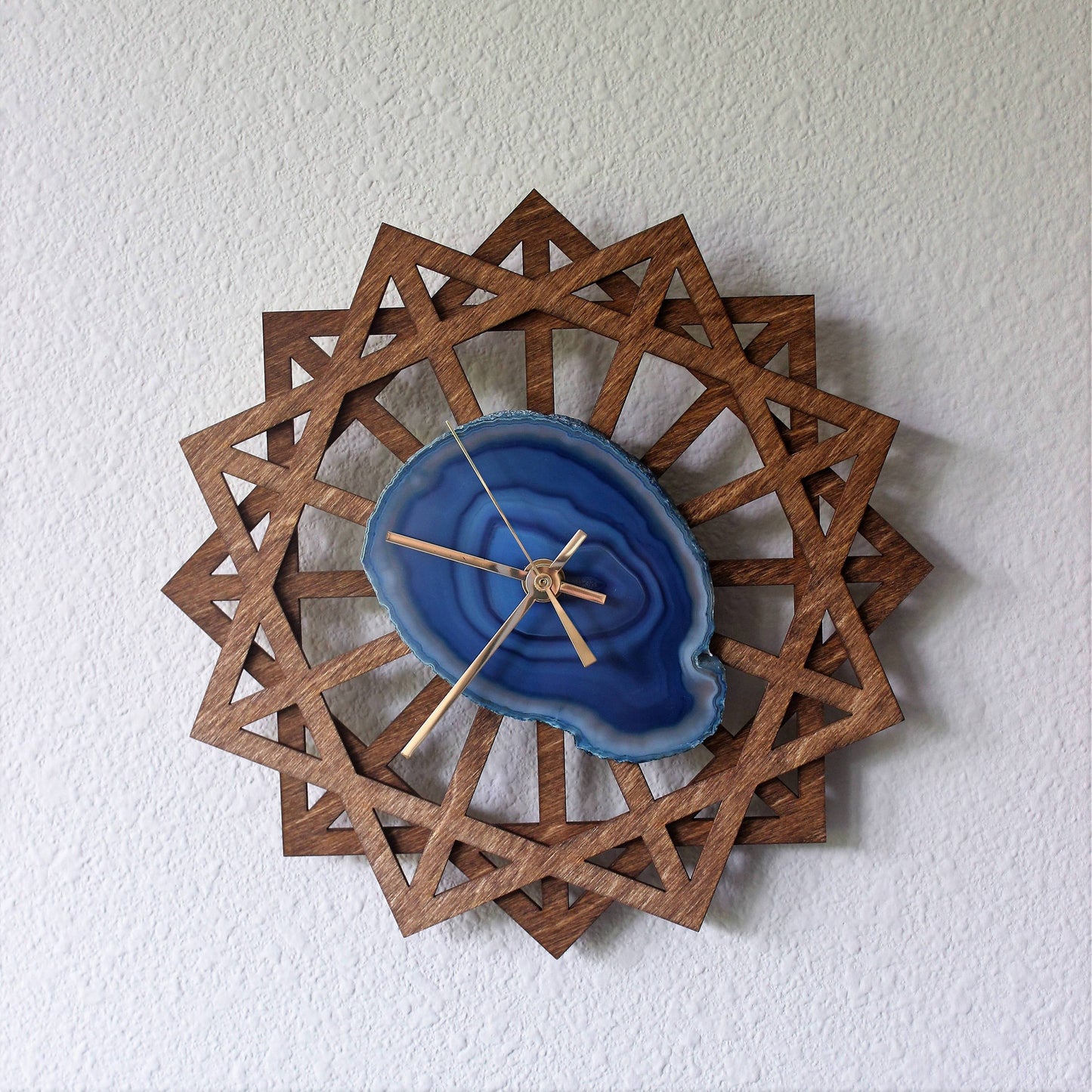 10" Blue Agate Sunburst Wall Clock