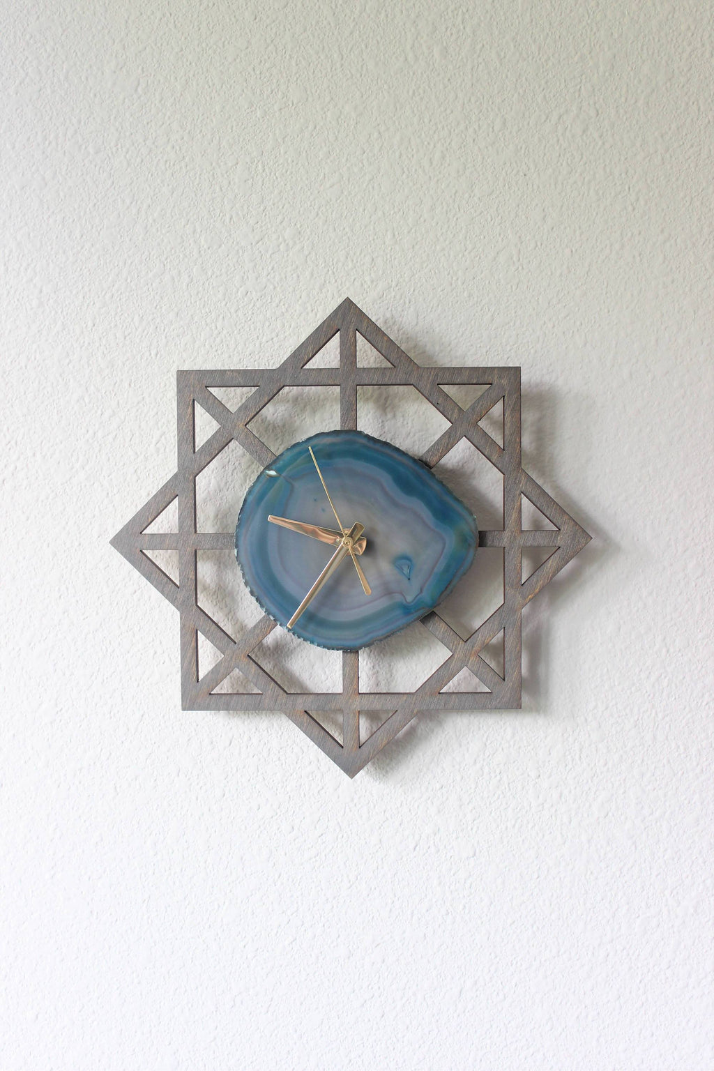 10" Teal Agate Geometric Wall Clock (Silent)