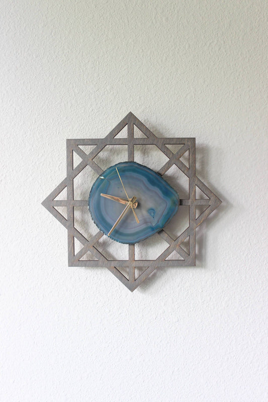 10" Teal Agate Geometric Wall Clock (Silent)