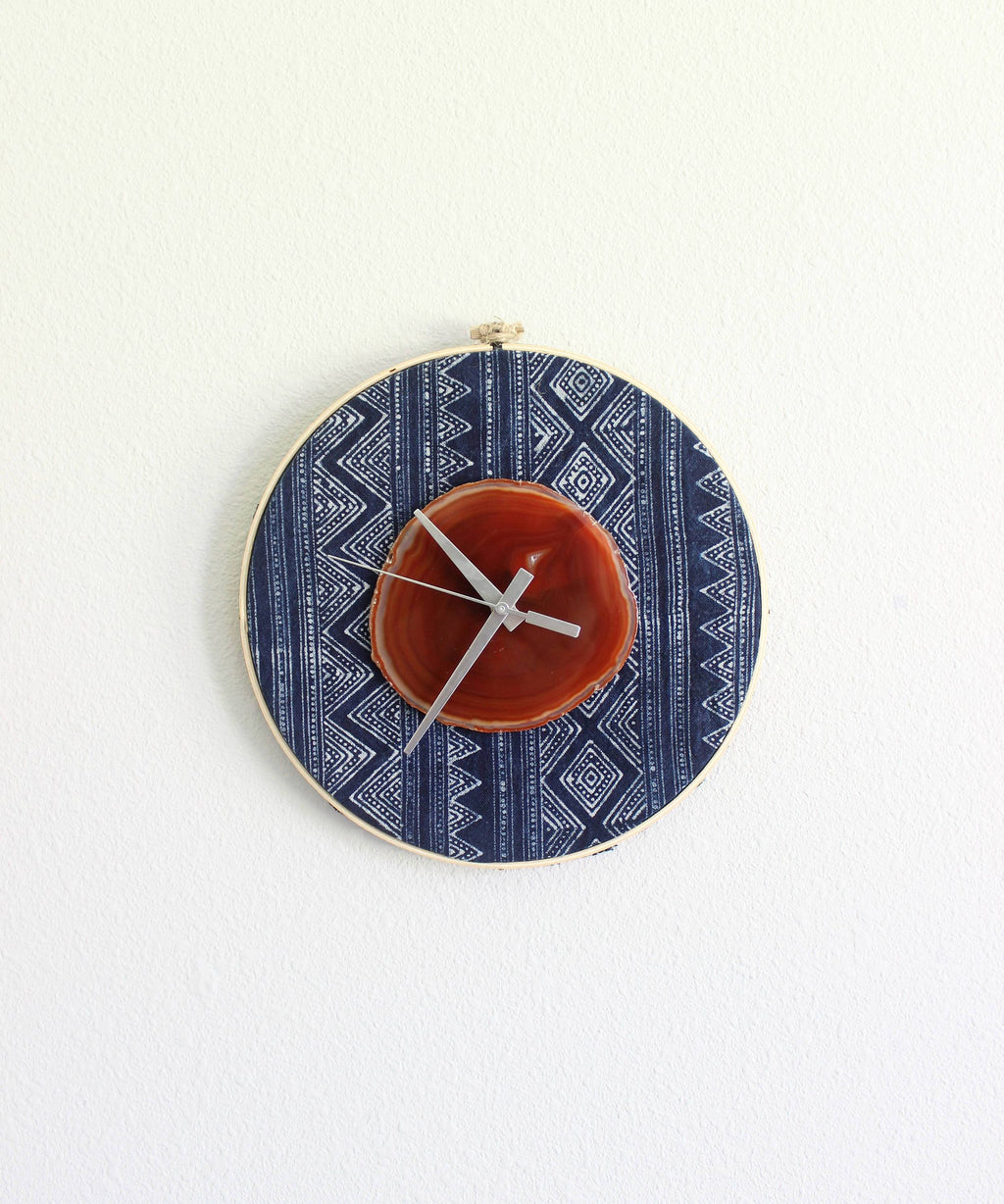 10" Textile Hmong Amber Agate Wall Clockg