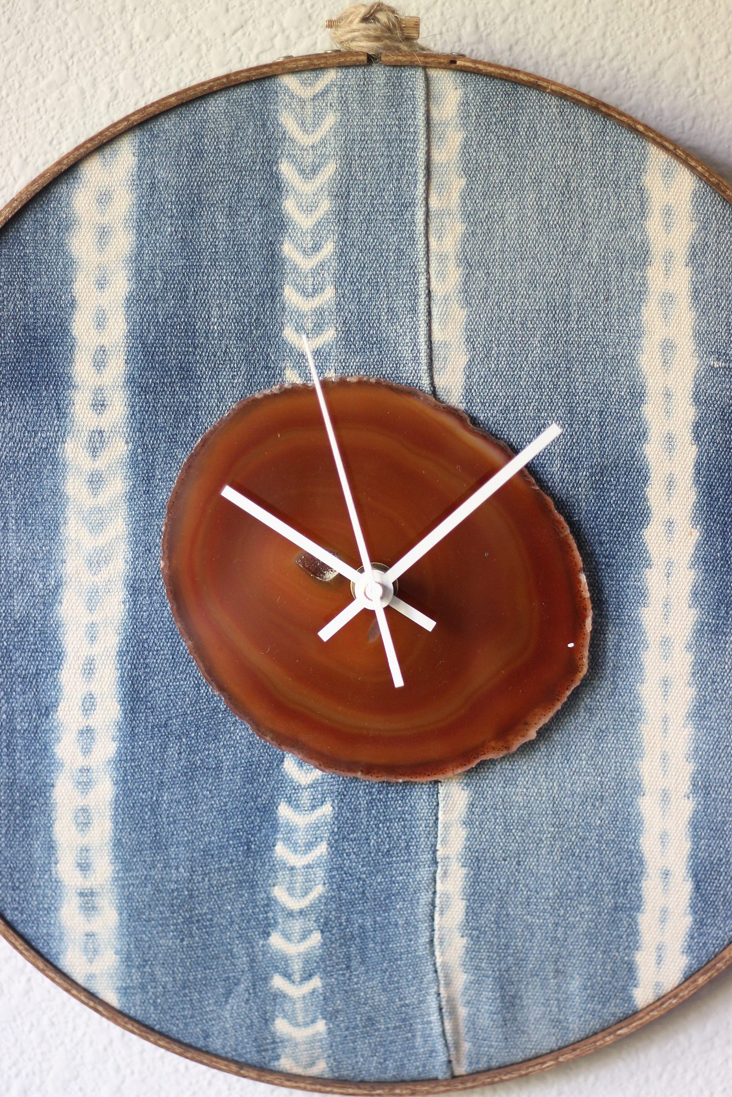 12" Textile Mudcloth Amber Agate Wall Clock