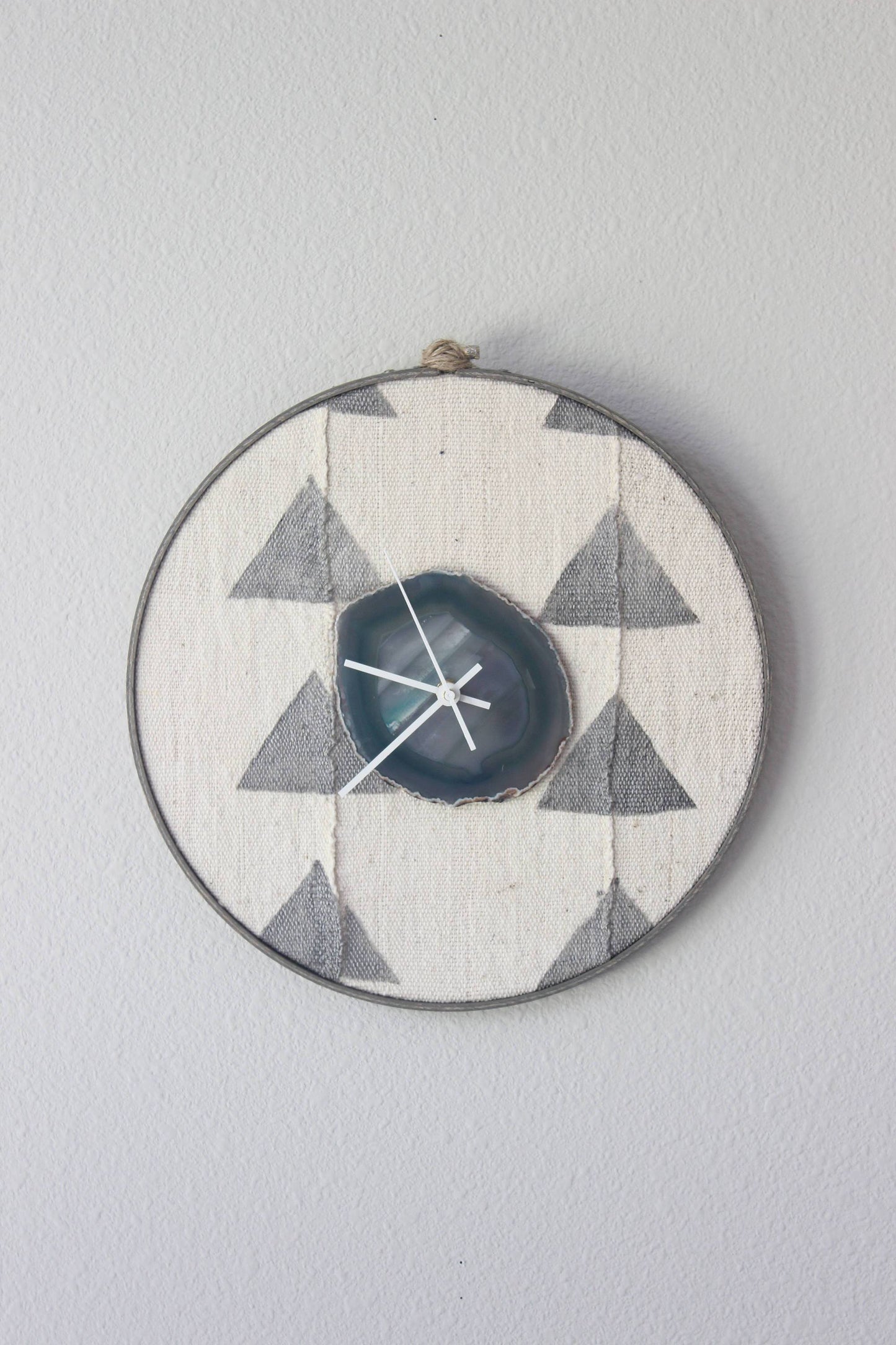 12" Textile Mudcloth Teal Agate Wall Clock