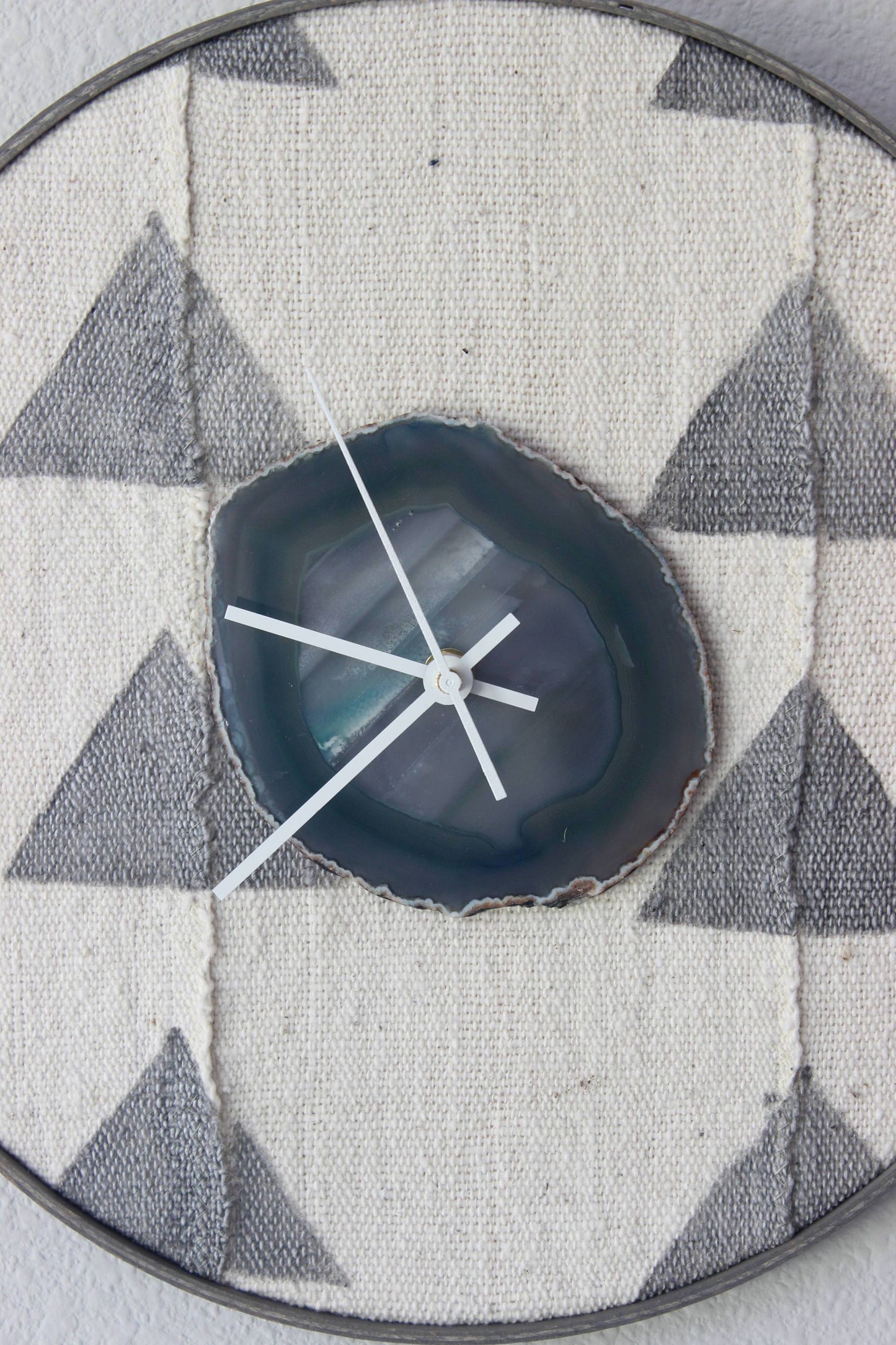 12" Textile Mudcloth Teal Agate Wall Clock