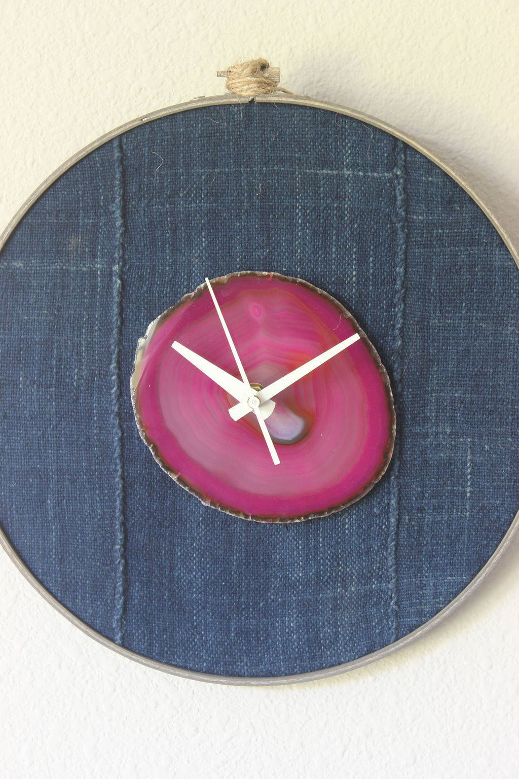 10" Textile Mudcloth Pink Agate Wall Clock