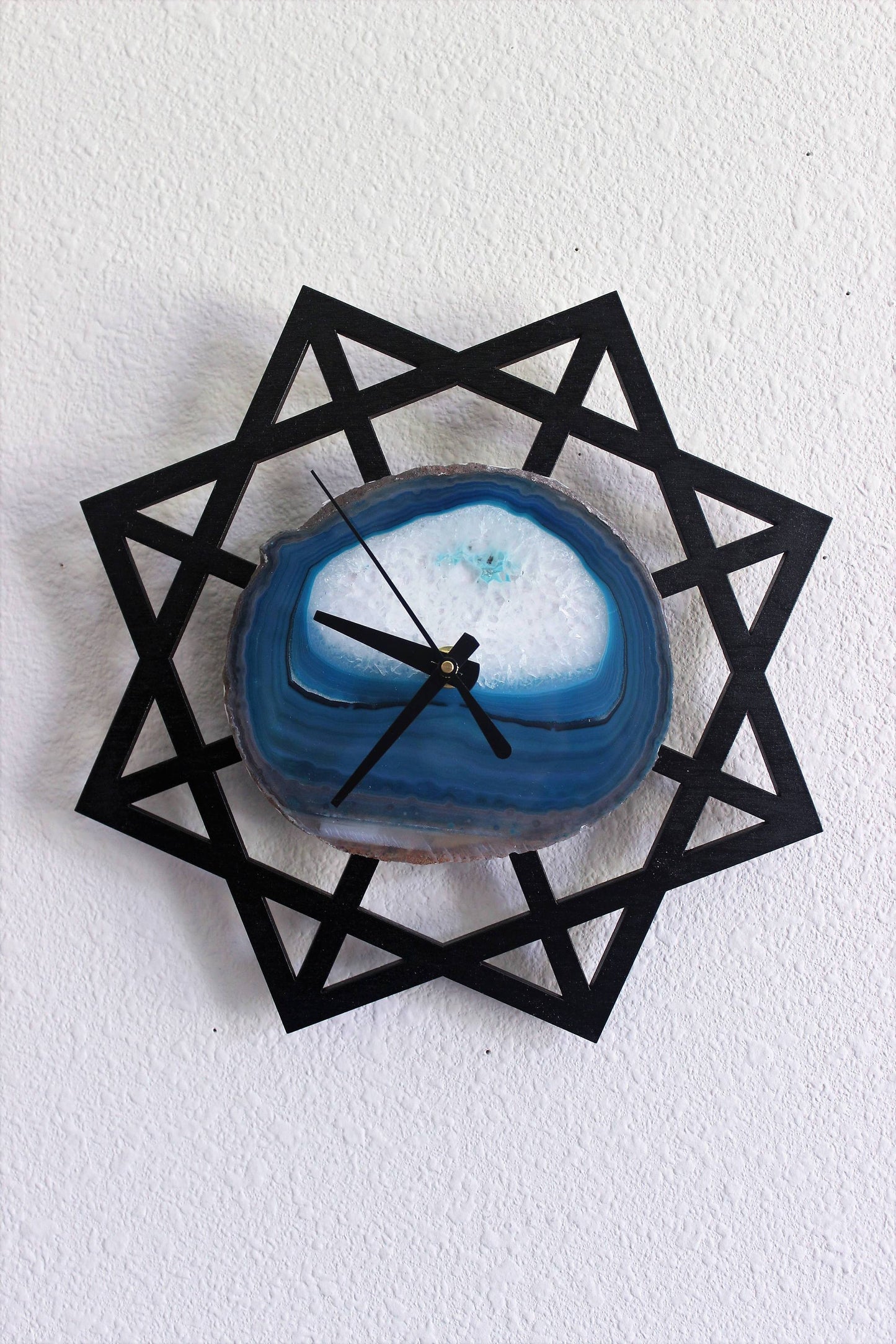 10" Geometric Teal Agate Wall Clock