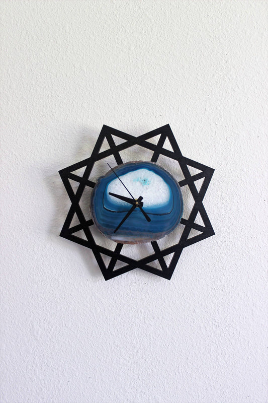 10" Geometric Teal Agate Wall Clock