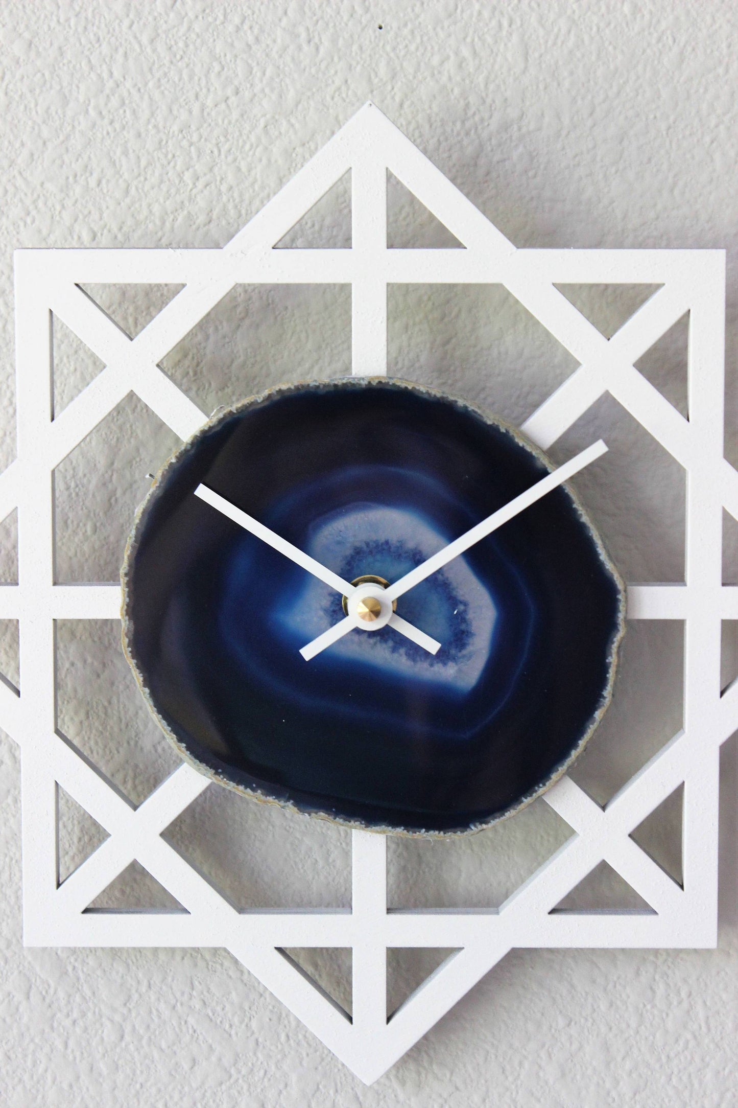 10" Blue Agate Geometric Wall Clock (Silent)