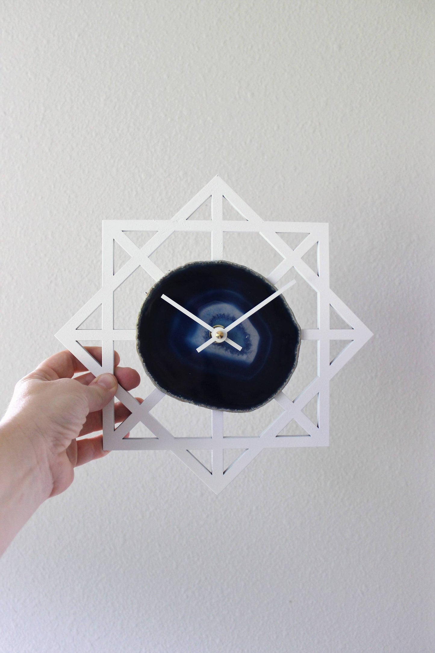 10" Blue Agate Geometric Wall Clock (Silent)