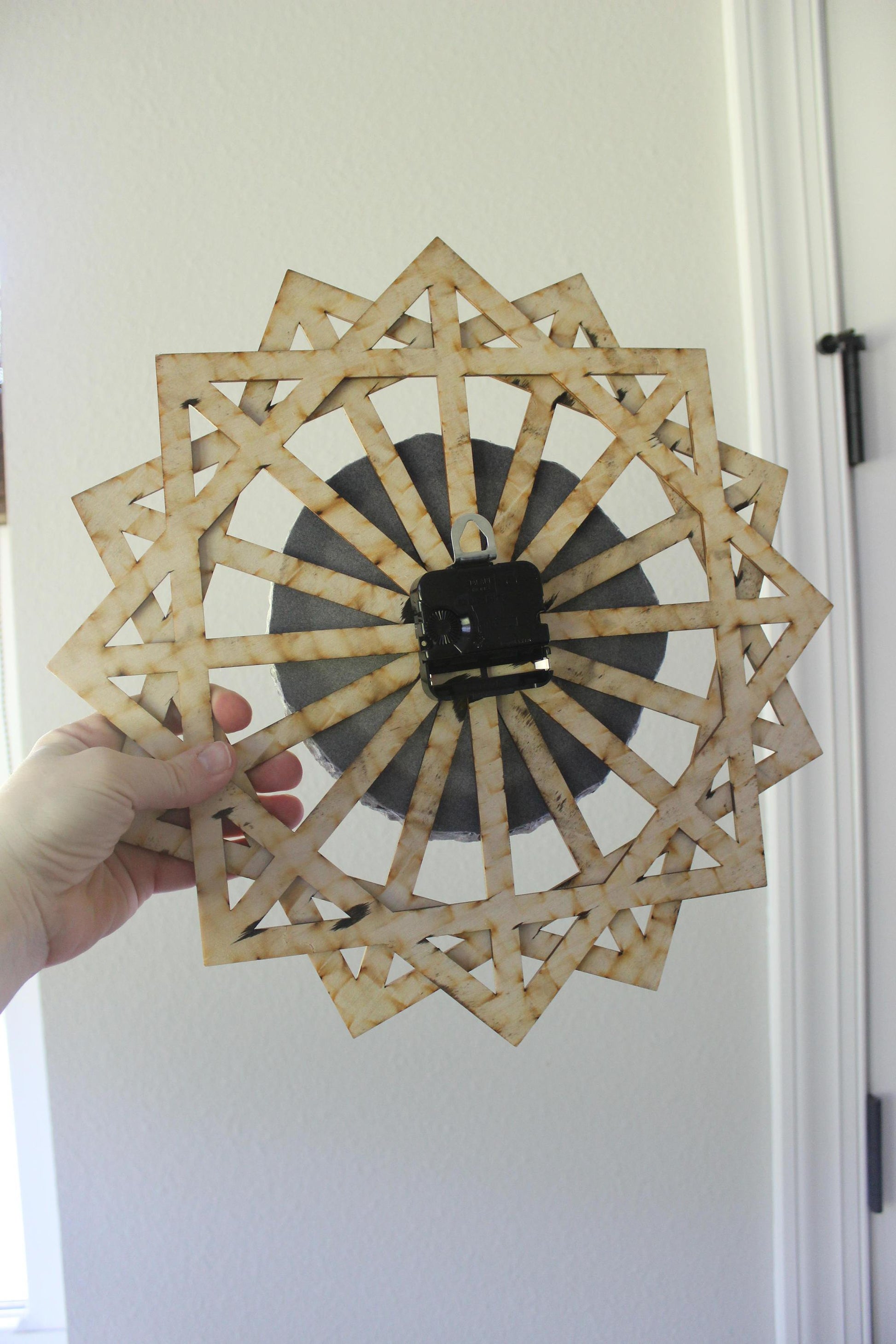 14" Natural Agate Sunburst Wall Clock