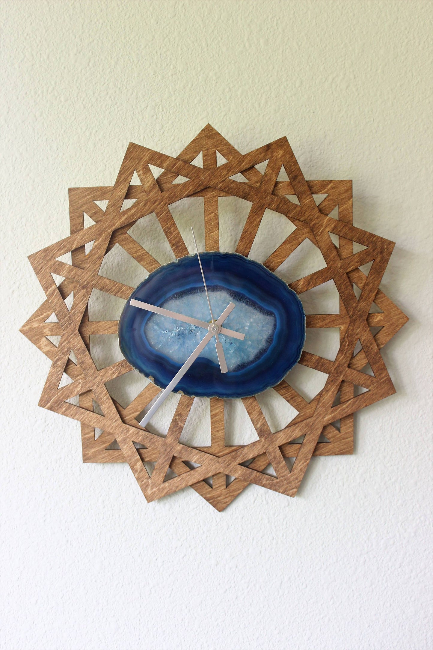 14" Sunburst Blue Agate Wall Clock