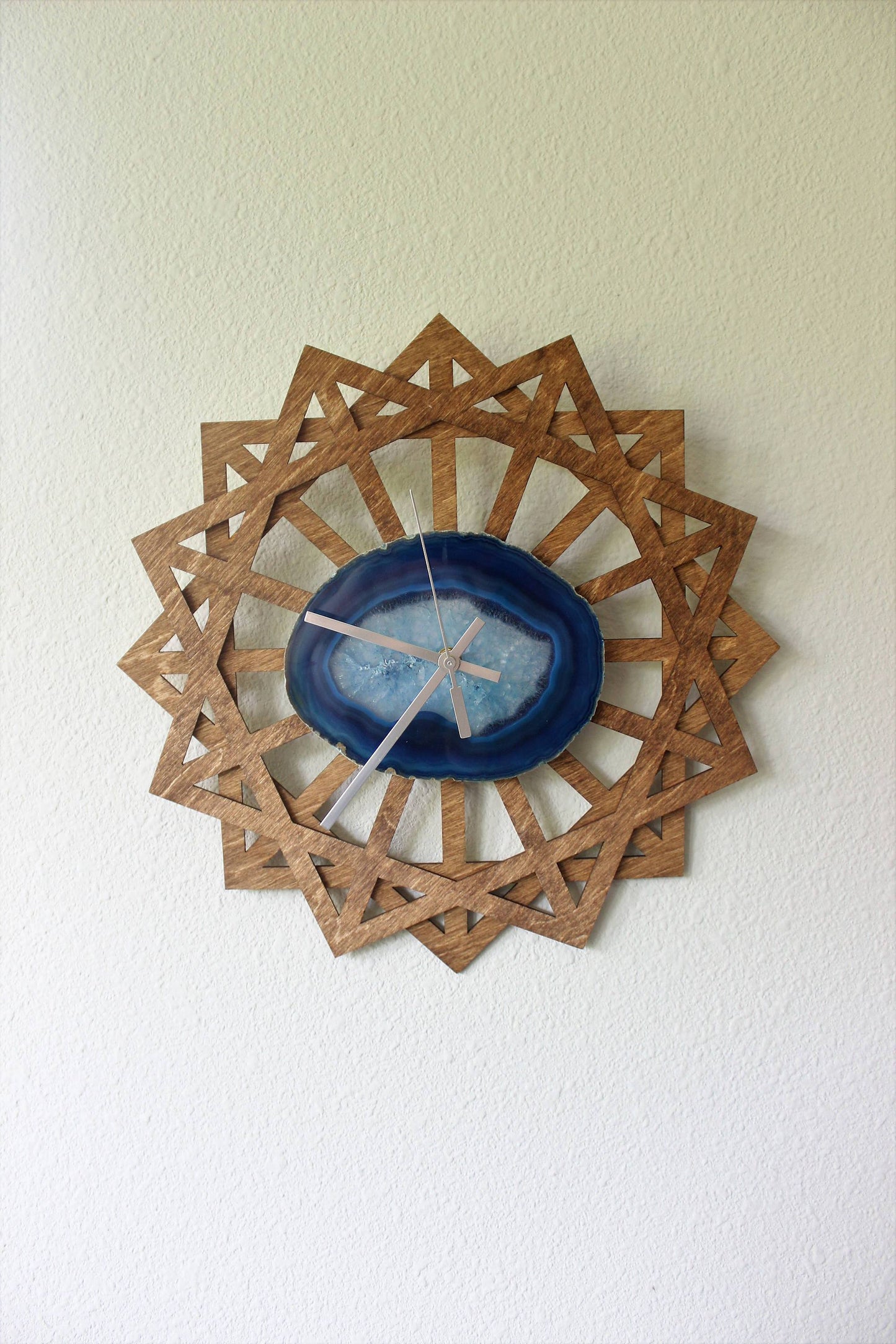 14" Sunburst Blue Agate Wall Clock