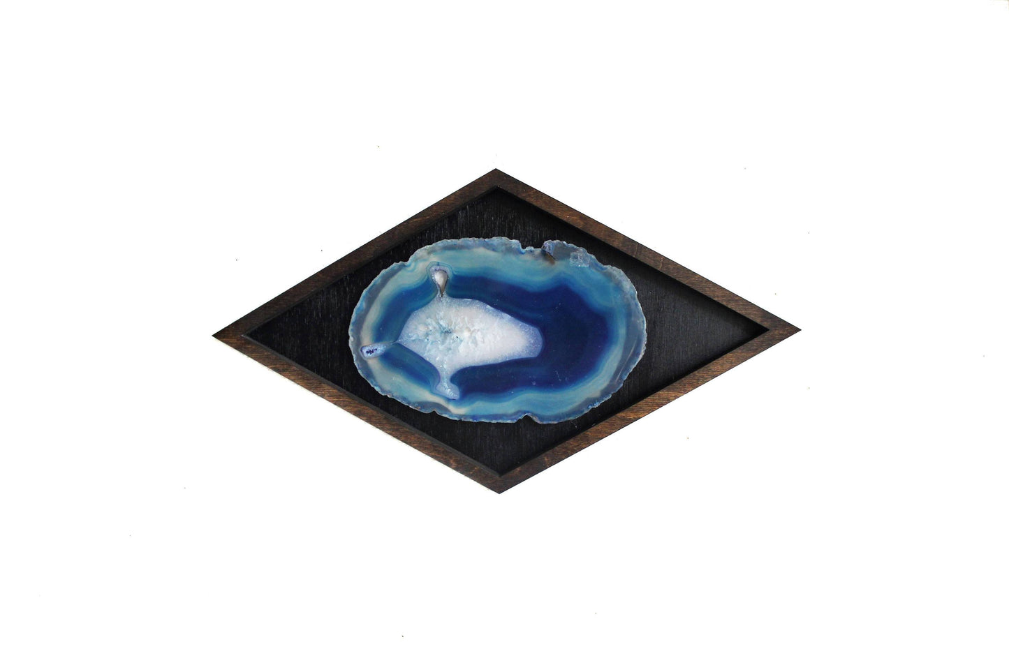 13" Teal Agate Framed Diamond Wall Art