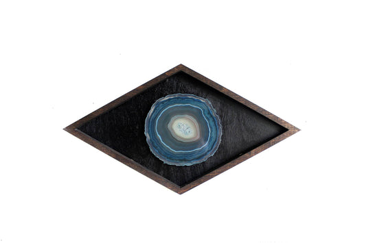 11" Teal Agate Framed Diamond Wall Art