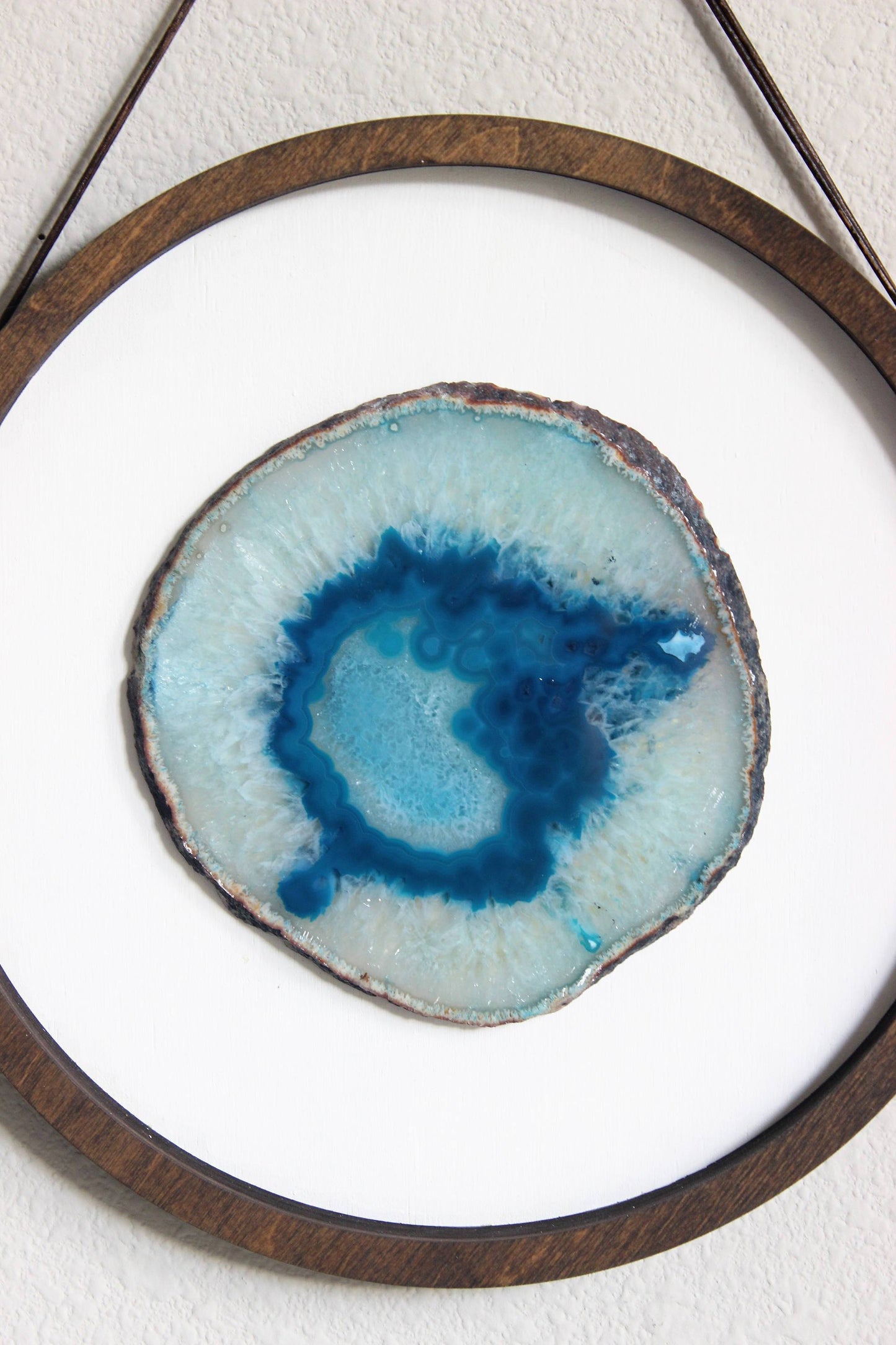 10 Teal Agate Framed Round Wall Art