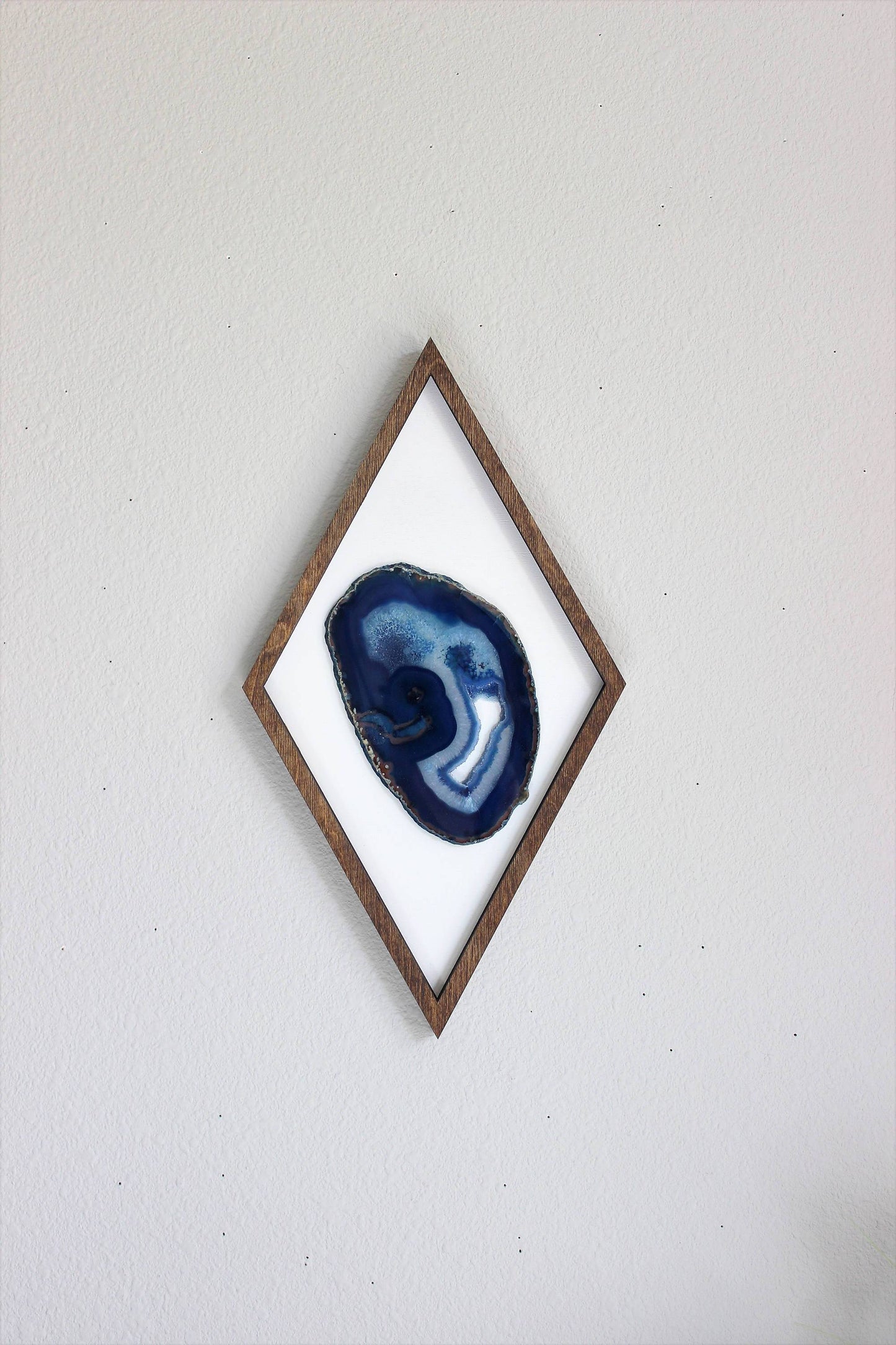 16" Blue Agate Framed Diamond Wall Art