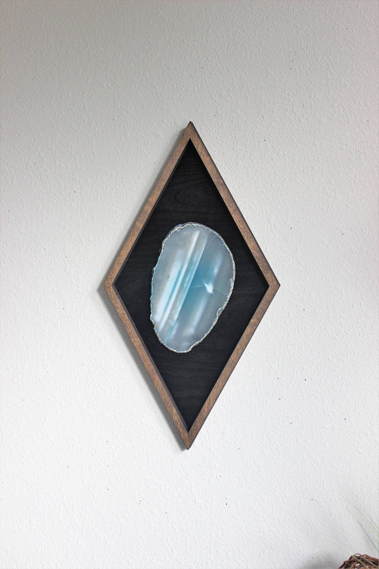 18" Teal Agate Framed Diamond Wall Art