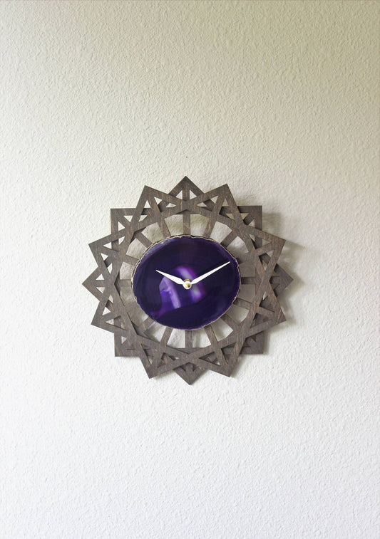 10" Purple Agate Sunburst Wall Clock