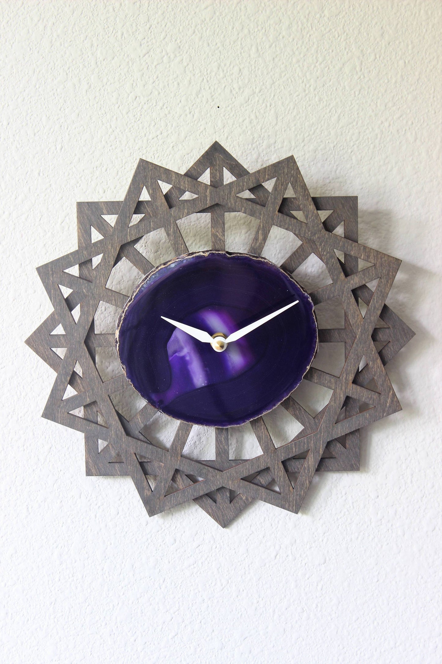 10" Purple Agate Sunburst Wall Clock