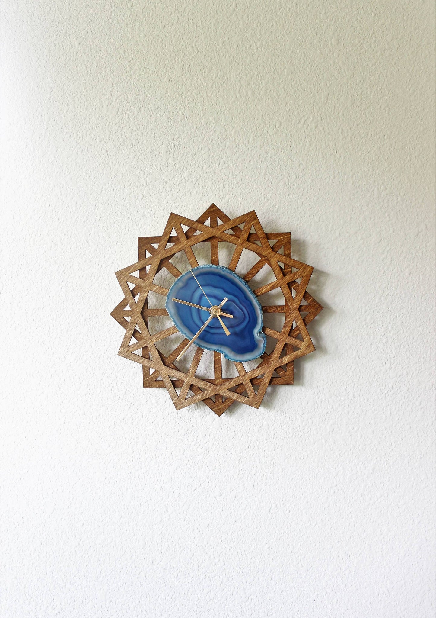 10" Blue Agate Sunburst Wall Clock