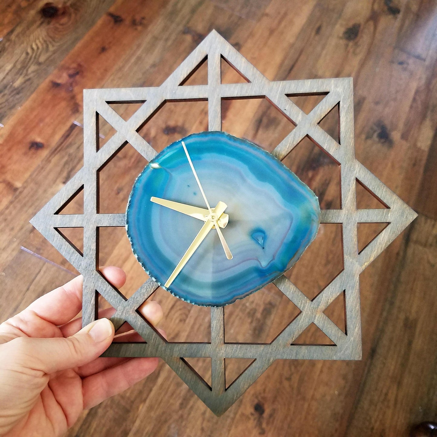 10" Teal Agate Geometric Wall Clock (Silent)