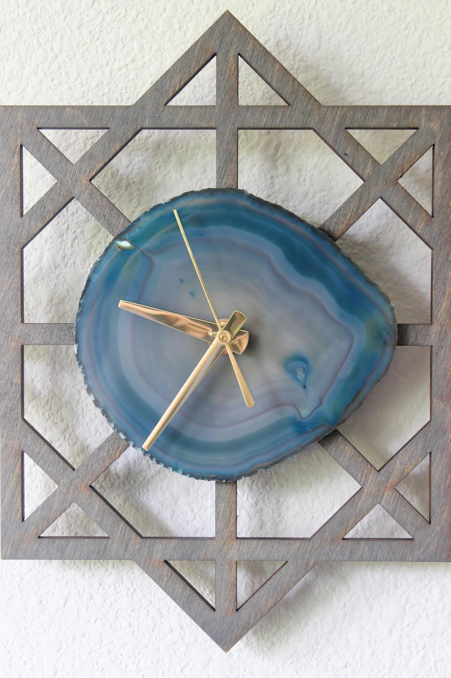 10" Teal Agate Geometric Wall Clock (Silent)