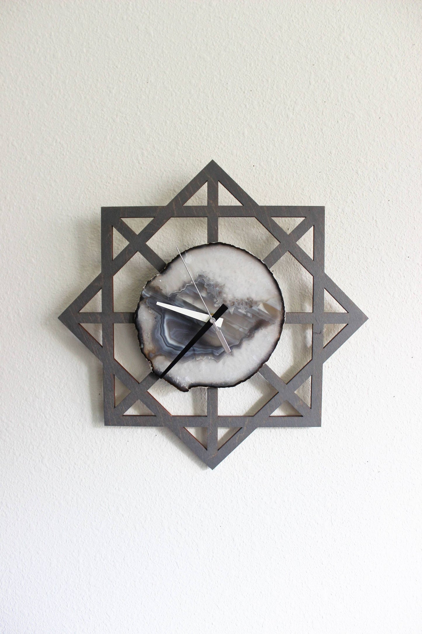 14" Gray Geometric Agate Wall Clock