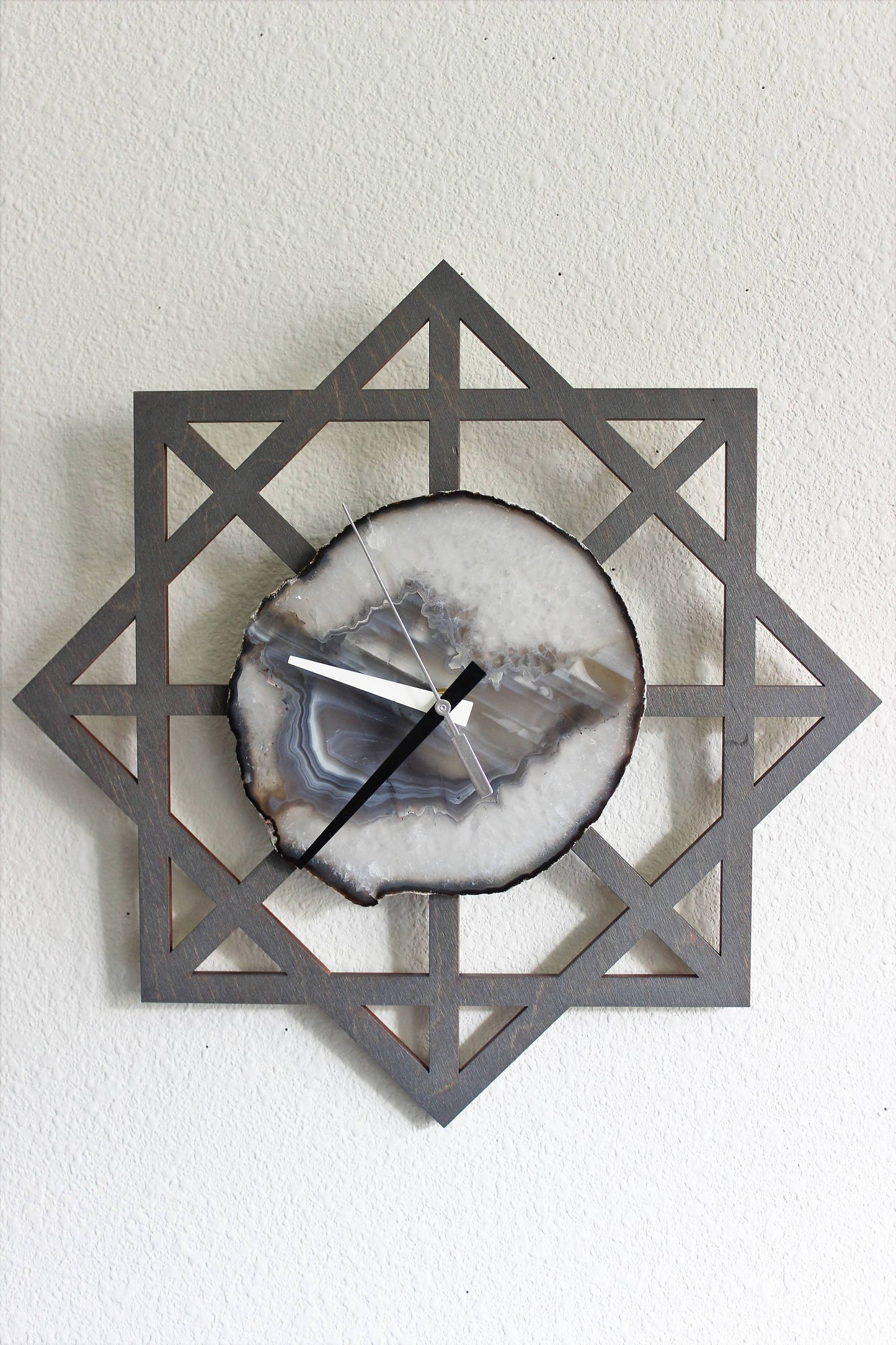 14" Gray Geometric Agate Wall Clock