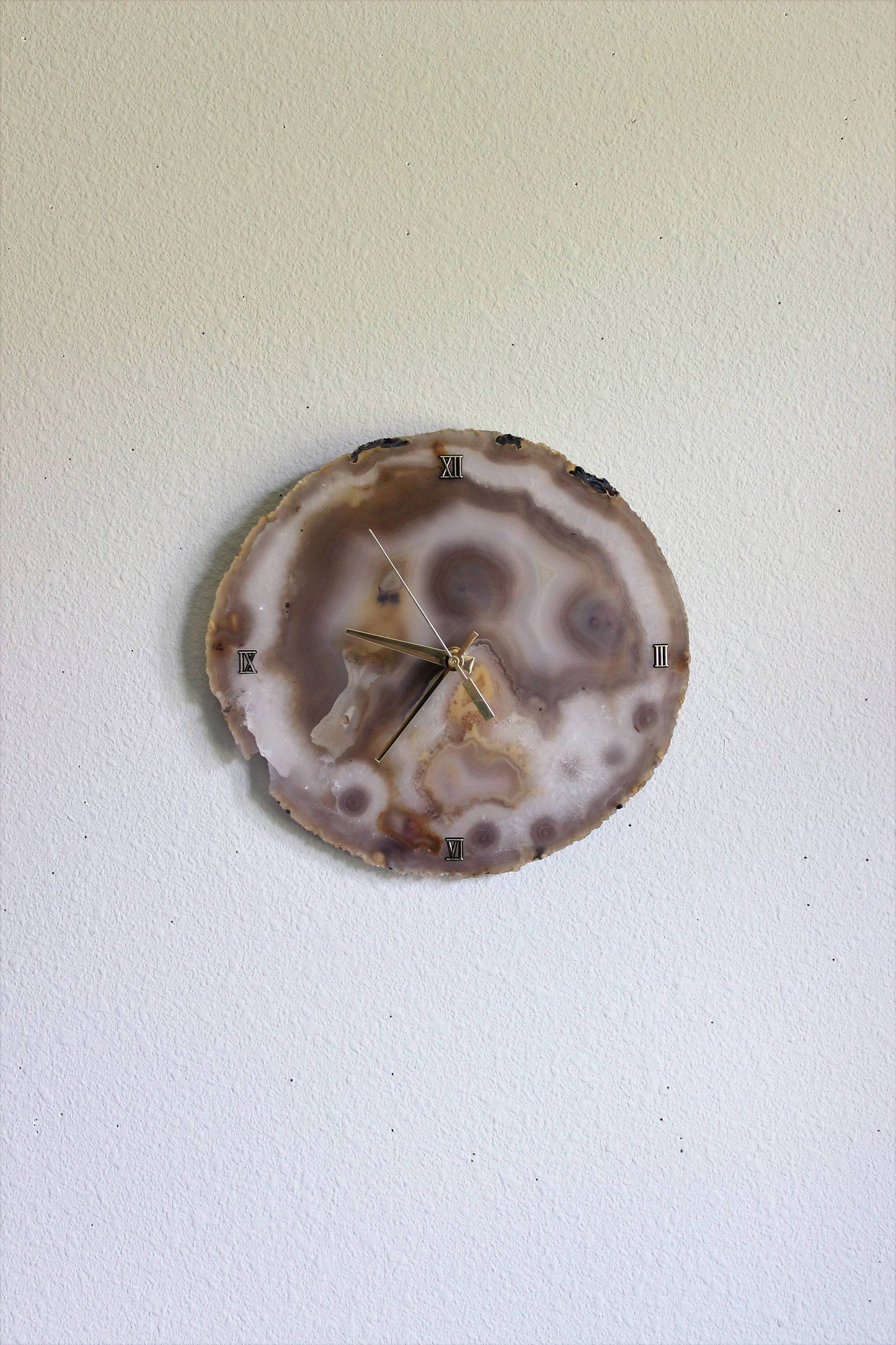 11" Natural Agate Slab Wall Clock